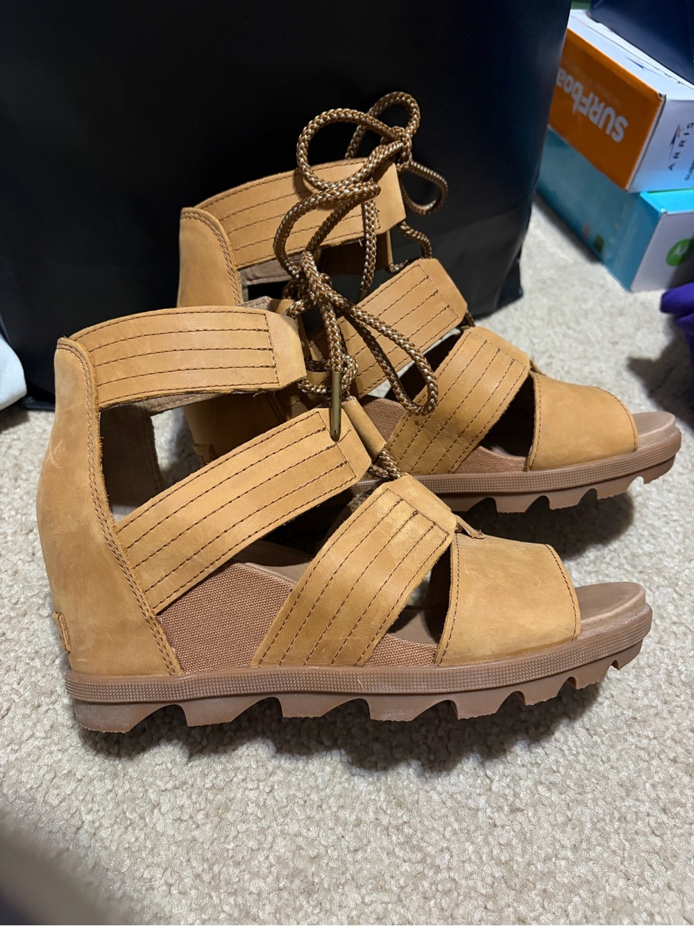 Sorel Strappy Lace-Up Wedge Sandals